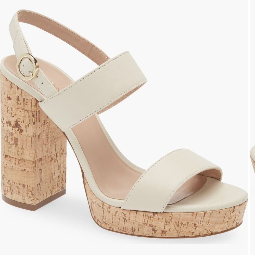 Nwt Lk Bennett Misty Sand White Sling Back Platform Sandals Size 39 Uk (8.5 Equ